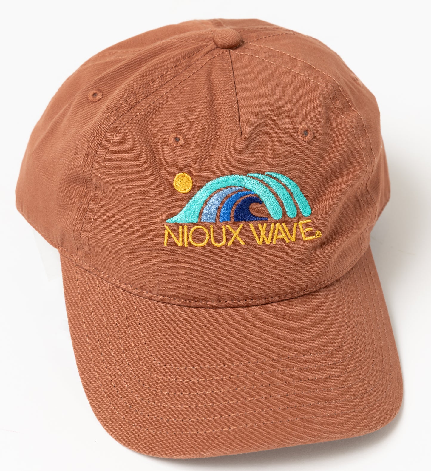 NIOUX WAVE embroidered Wave logo 6 Panel Hat - (Clay)