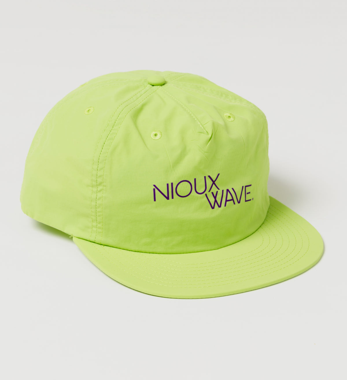NIOUX WAVE Offset Spell Out Surf Hat - (Lime/Grape)