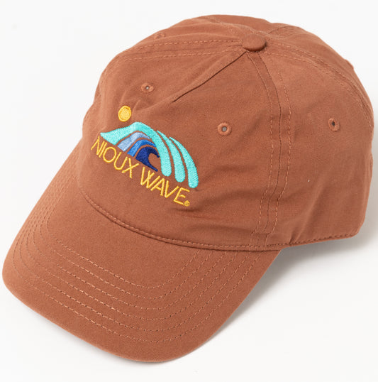 NIOUX WAVE embroidered Wave logo 6 Panel Hat - (Clay)