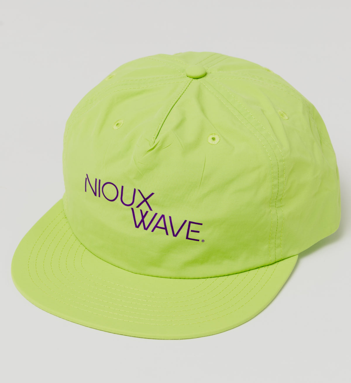NIOUX WAVE Offset Spell Out Surf Hat - (Lime/Grape)