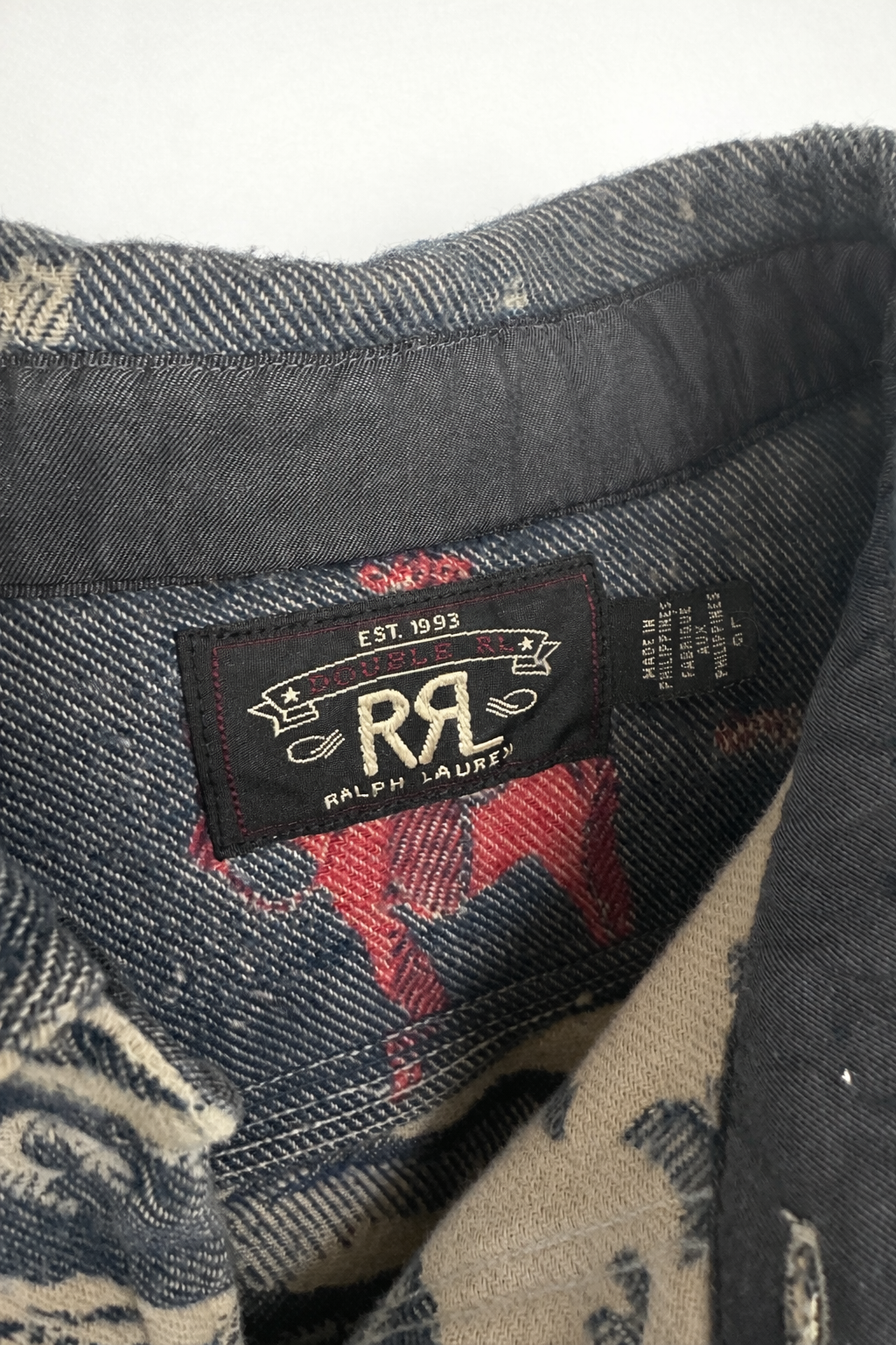Vintage RRL Ranch Jacquard work shirt flannel sz. Lg. Limited Edition