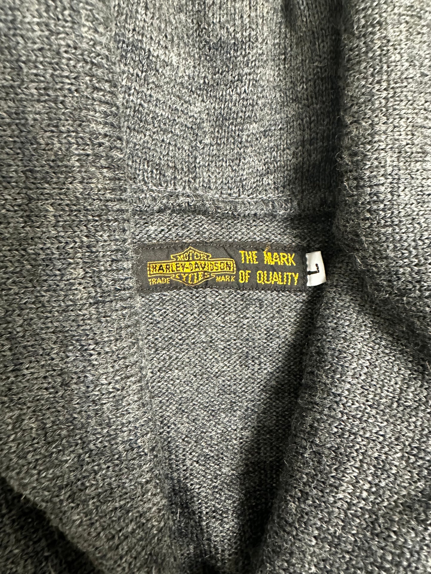 Harley Davidson wool shawl collar cardigan racing sweater - made in USA Sz. Lg.