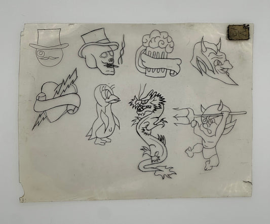 Vintage tattoo Acetate stencil from the Philadelphia Eddies Tattoo Museum collection