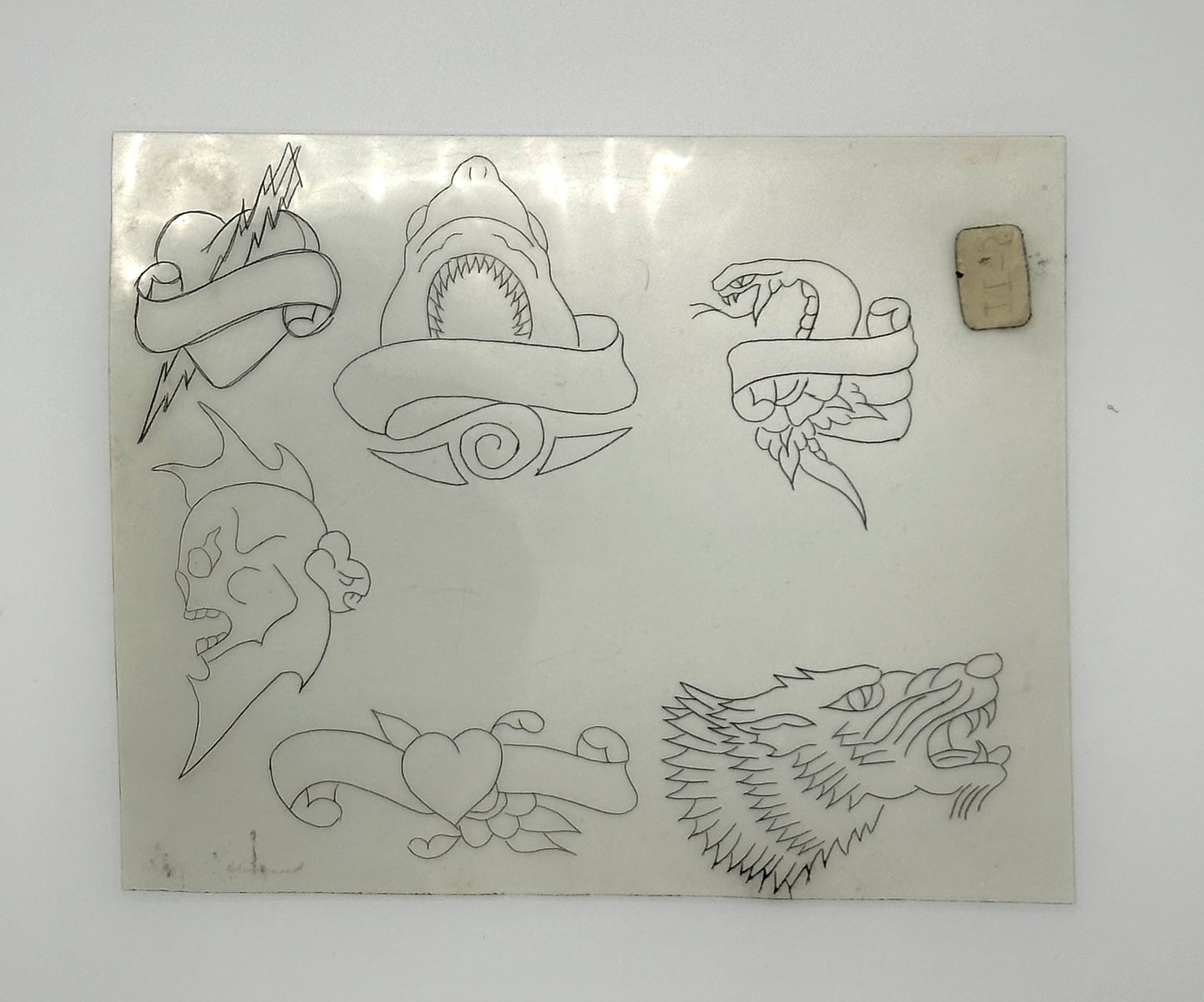 Vintage tattoo Acetate stencil from the Philadelphia Eddies Tattoo Museum collection